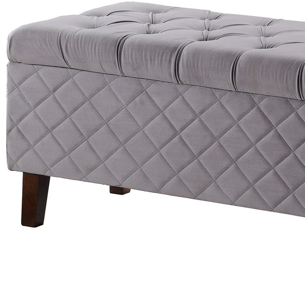 Dove Gray Quilted and Tufted Storage Bench By Homeroots | Benches | Modishstore - 5