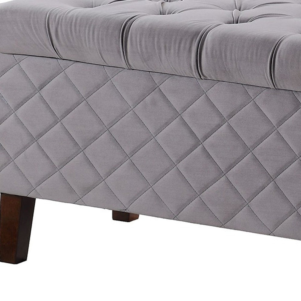 Dove Gray Quilted and Tufted Storage Bench By Homeroots | Benches | Modishstore - 6
