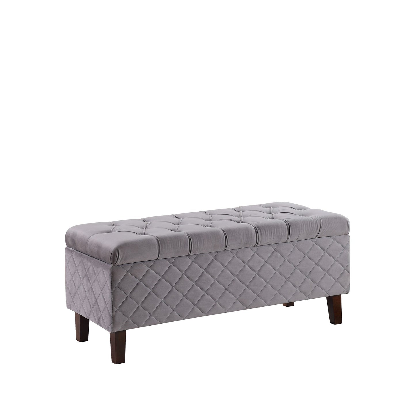 Dove Gray Quilted and Tufted Storage Bench By Homeroots | Benches | Modishstore - 7