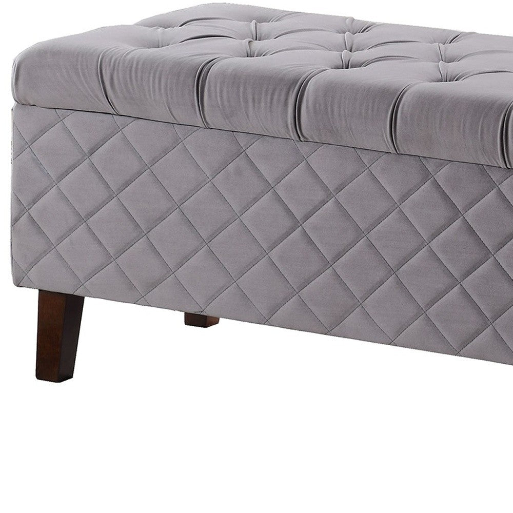 Dove Gray Quilted and Tufted Storage Bench By Homeroots