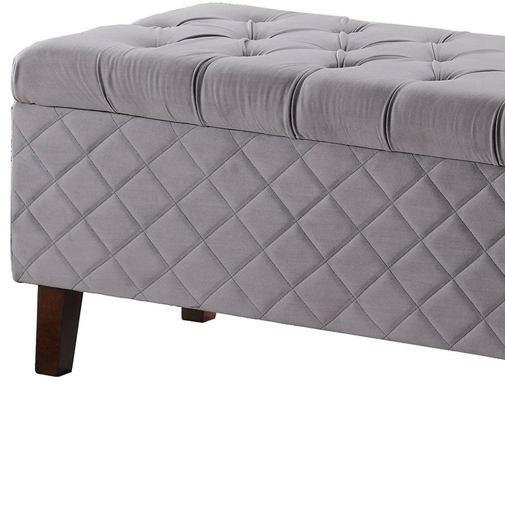 Dove Gray Quilted and Tufted Storage Bench By Homeroots | Benches | Modishstore - 8
