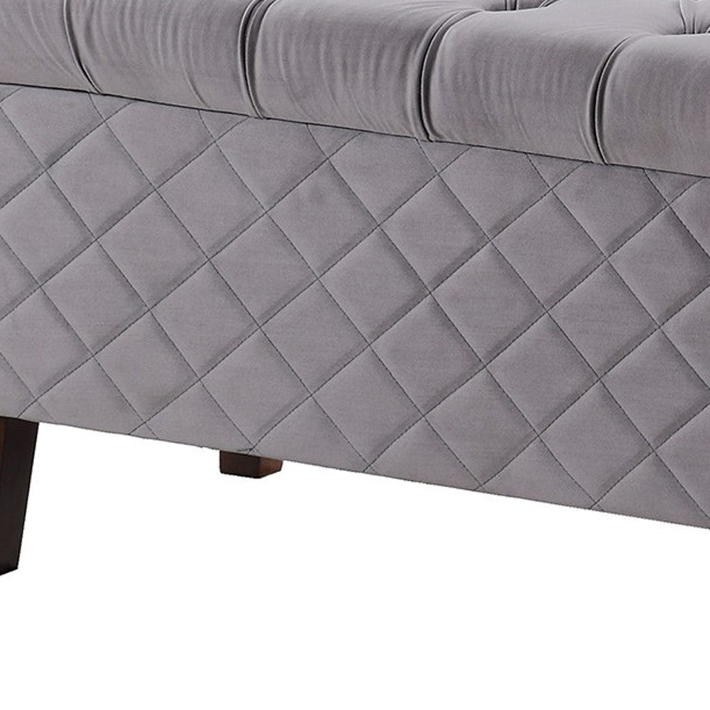 Dove Gray Quilted and Tufted Storage Bench By Homeroots | Benches | Modishstore - 9
