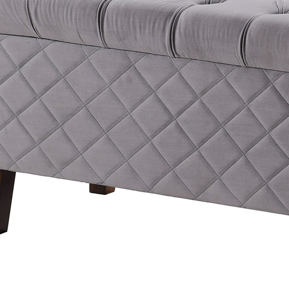 Dove Gray Quilted and Tufted Storage Bench By Homeroots | Benches | Modishstore - 9