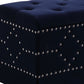 Deep Blue Velvet Nailhead Storage Bench with Ottomans By Homeroots