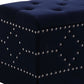 Deep Blue Velvet Nailhead Storage Bench with Ottomans By Homeroots | Benches | Modishstore - 6