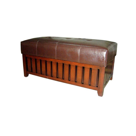 Brown Leather Storage Bench By Homeroots
