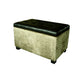 Wavy Beige Velvet and Black Faux Leather Storage Bench By Homeroots