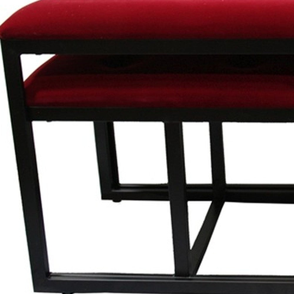 Modern Black and Red Metal Three Piece Bench Set By Homeroots
