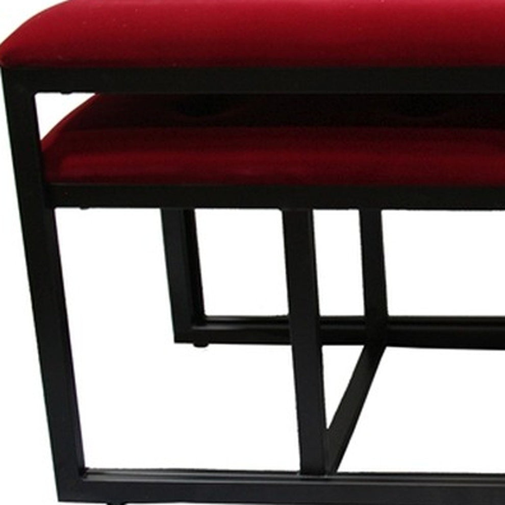 Modern Black and Red Metal Three Piece Bench Set By Homeroots | Benches | Modishstore - 7