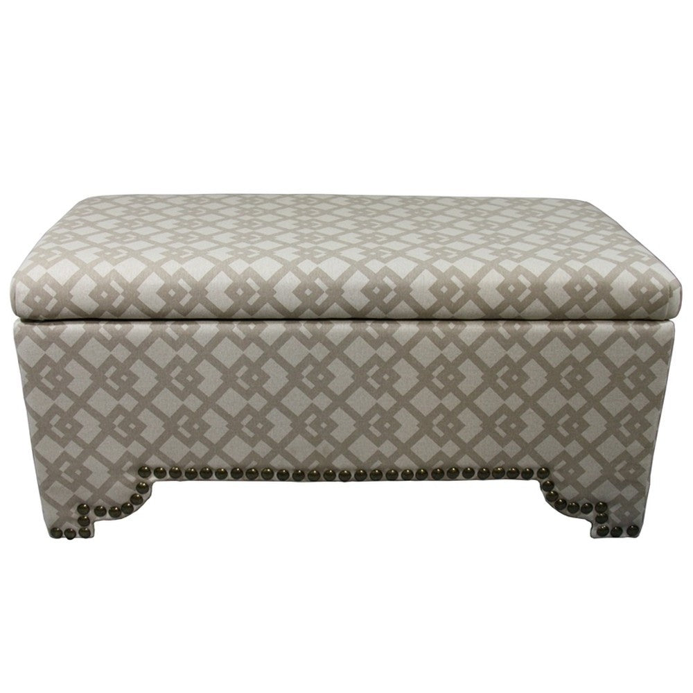 Taupe Geometric Storage Bench with Ottomans Four Piece Set By Homeroots