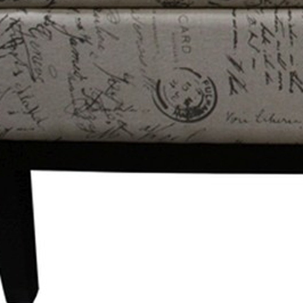 Black and White Vintage Postcard Print Dual Lift Storage Bench By Homeroots | Benches | Modishstore - 2