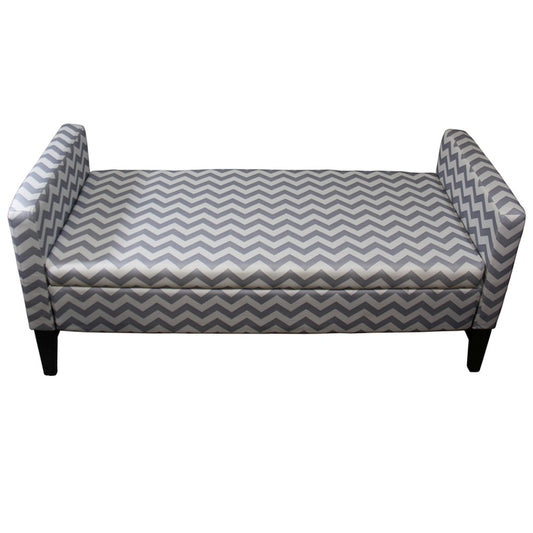 Modern Gray and White Chevron Print Storage Bench By Homeroots
