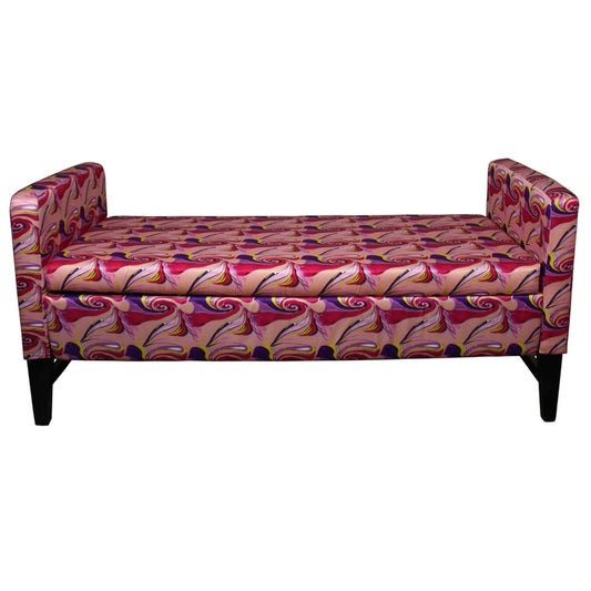 Modern Hot Pink and Purple Abstract Print Storage Bench By Homeroots