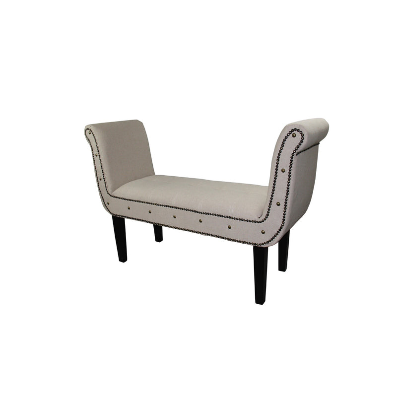 Ivory Suede U Shaped Arm Roll Bench By Homeroots | Benches | Modishstore