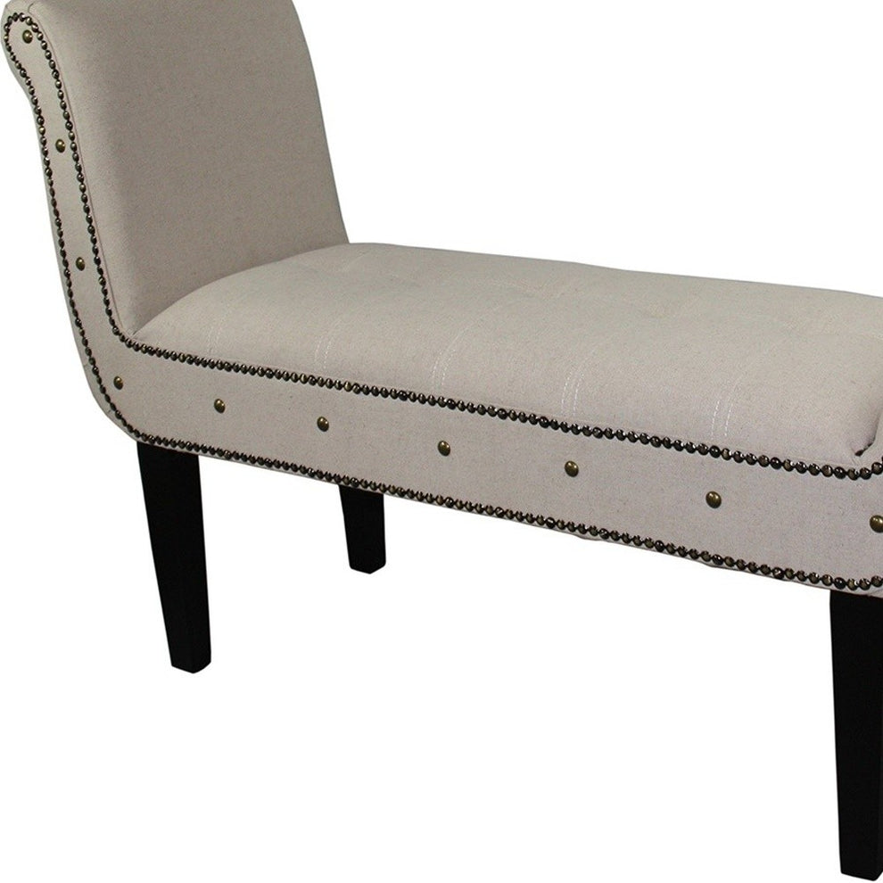 Ivory Suede U Shaped Arm Roll Bench By Homeroots | Benches | Modishstore - 4