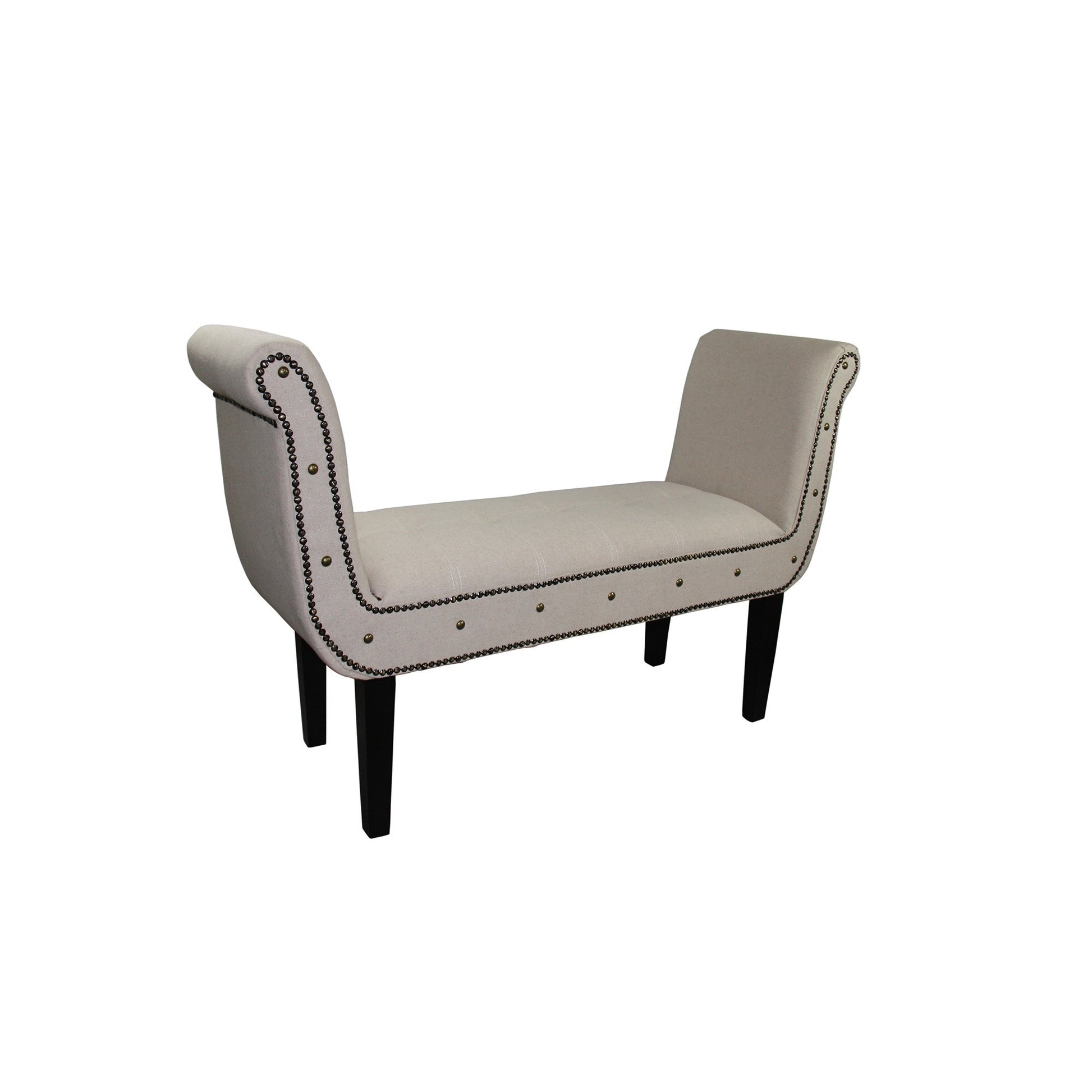 Ivory Suede U Shaped Arm Roll Bench By Homeroots | Benches | Modishstore - 3