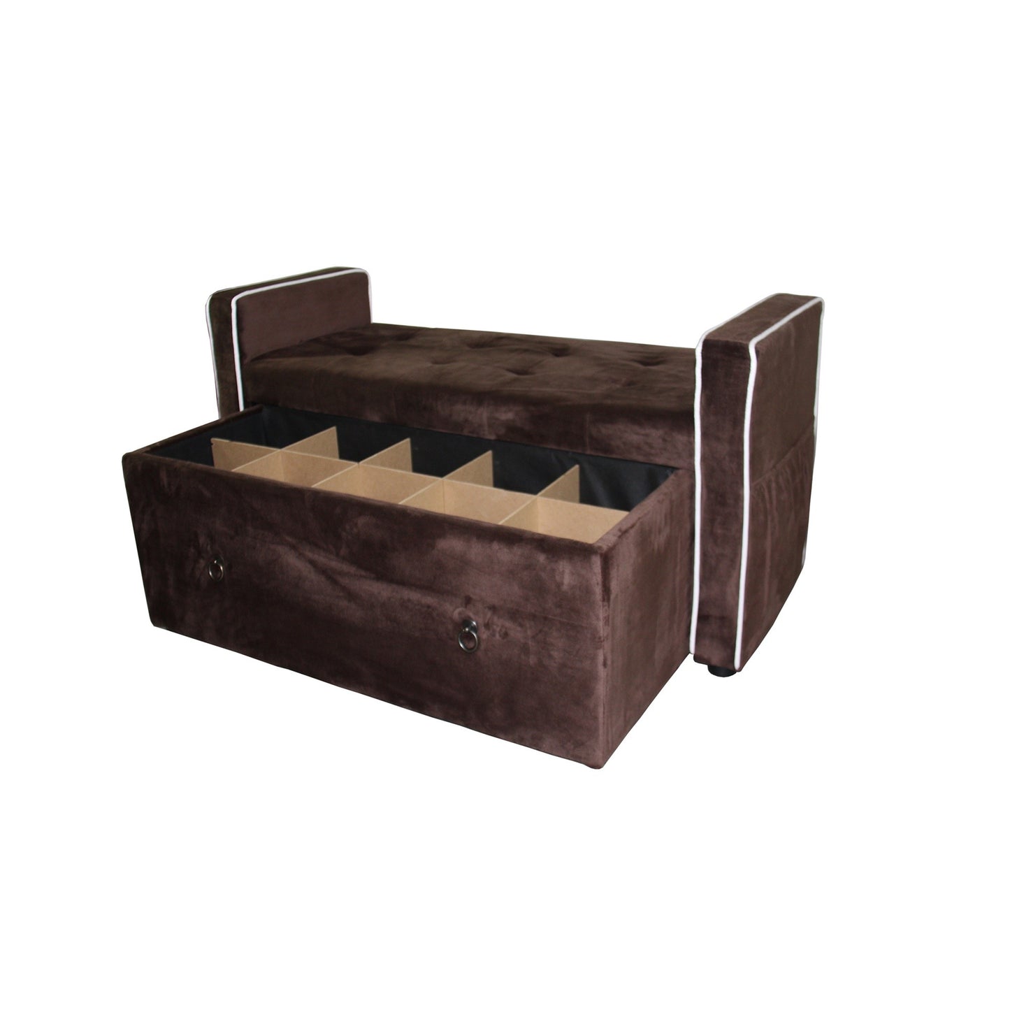 Brown Suede Shoe Storage Bench with Drawer By Homeroots