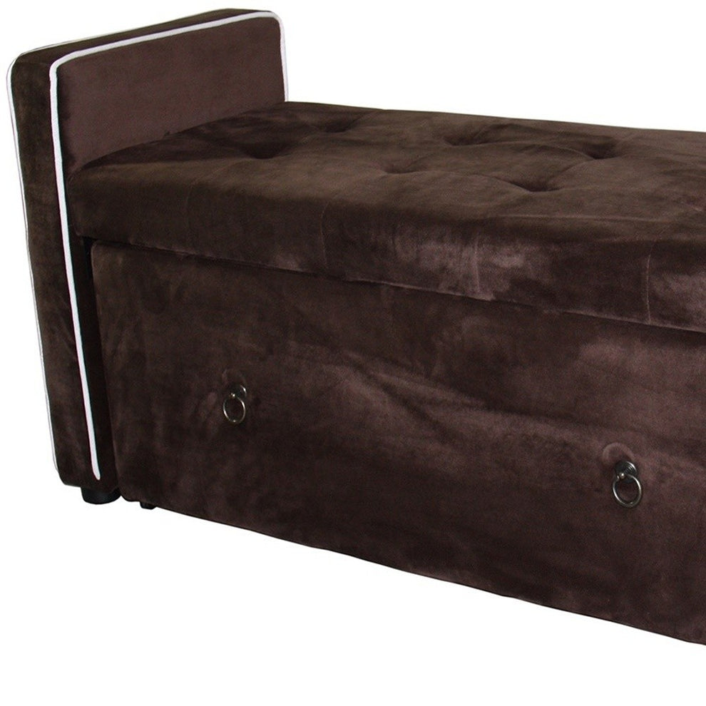 Brown Suede Shoe Storage Bench with Drawer By Homeroots | Benches | Modishstore - 5