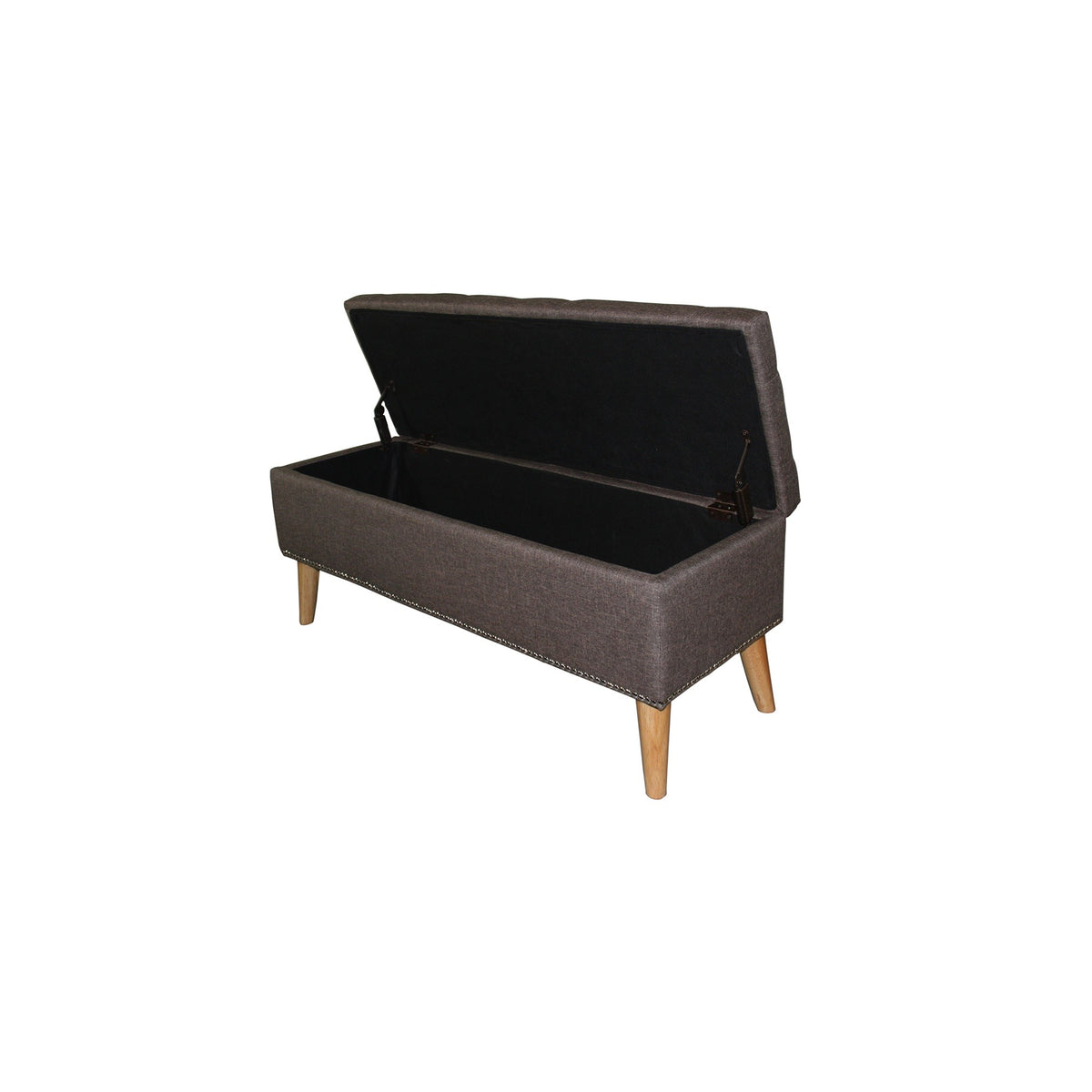 Gray Brown Linen Look Tufted Storage Bench By Homeroots | Benches | Modishstore - 2