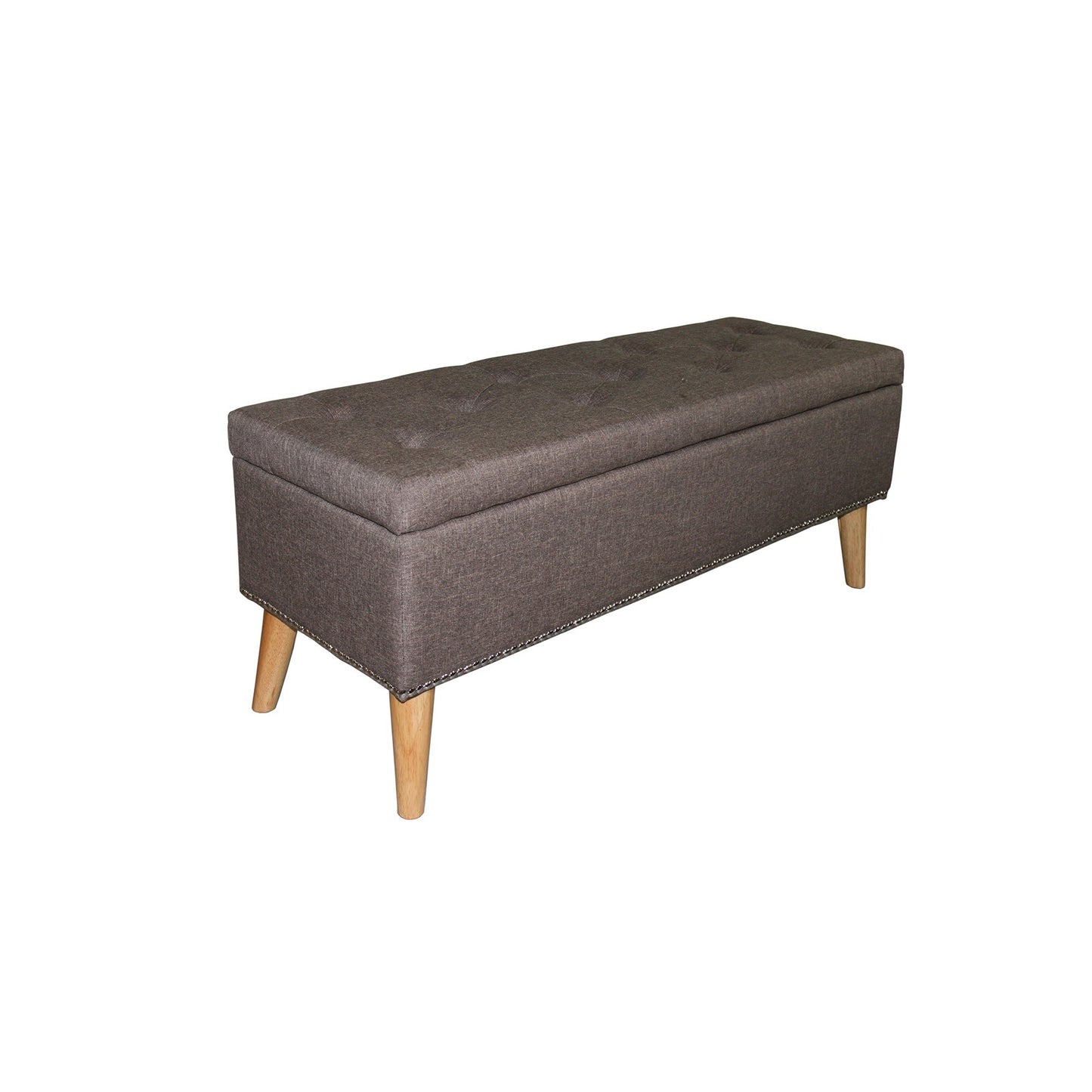 Gray Brown Linen Look Tufted Storage Bench By Homeroots