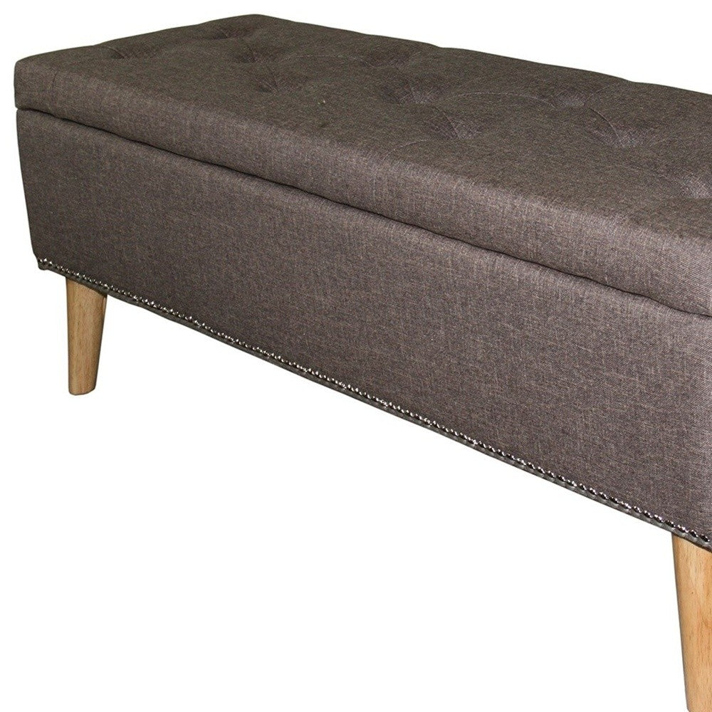 Gray Brown Linen Look Tufted Storage Bench By Homeroots | Benches | Modishstore - 5