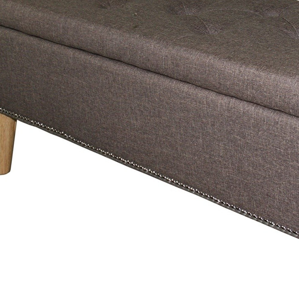 Gray Brown Linen Look Tufted Storage Bench By Homeroots | Benches | Modishstore - 8