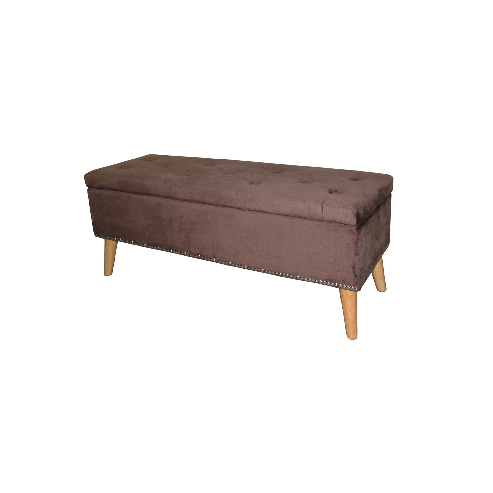Cozy Brown Suede Storage Bench By Homeroots | Benches | Modishstore