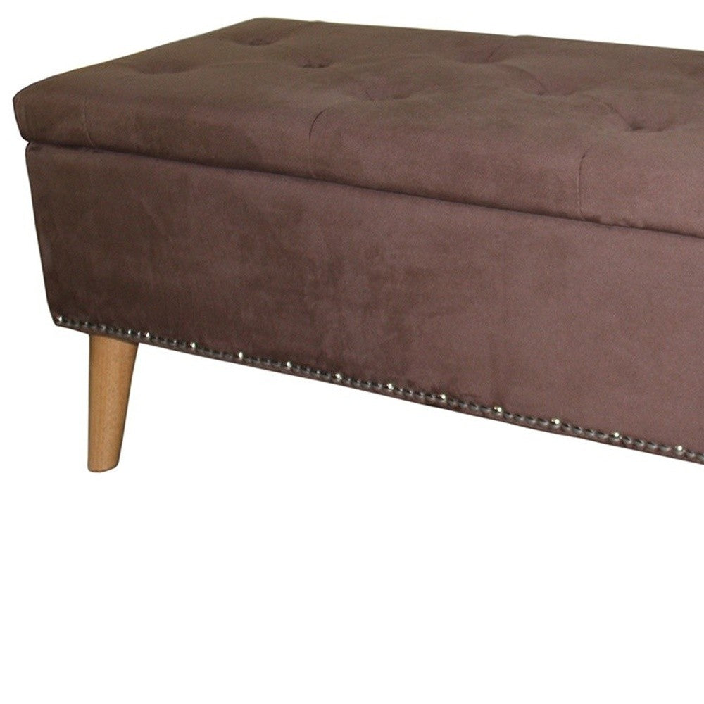 Cozy Brown Suede Storage Bench By Homeroots | Benches | Modishstore - 4