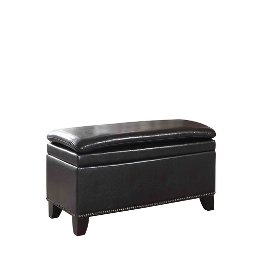 Deep Brown Double Cushion Faux Leather Storage Bench By Homeroots