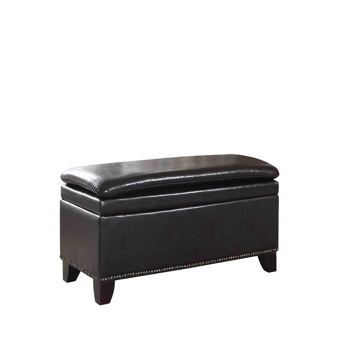 Deep Brown Double Cushion Faux Leather Storage Bench By Homeroots | Benches | Modishstore