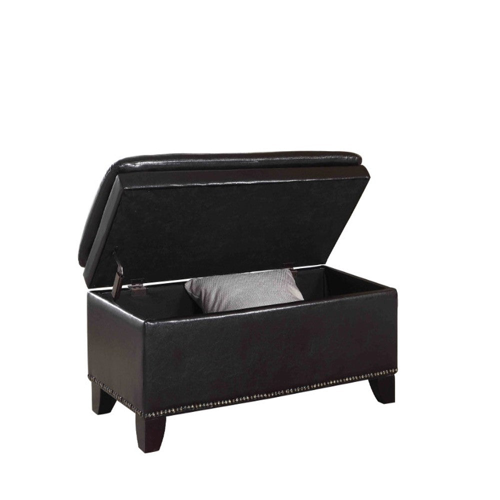 Deep Brown Double Cushion Faux Leather Storage Bench By Homeroots | Benches | Modishstore - 2