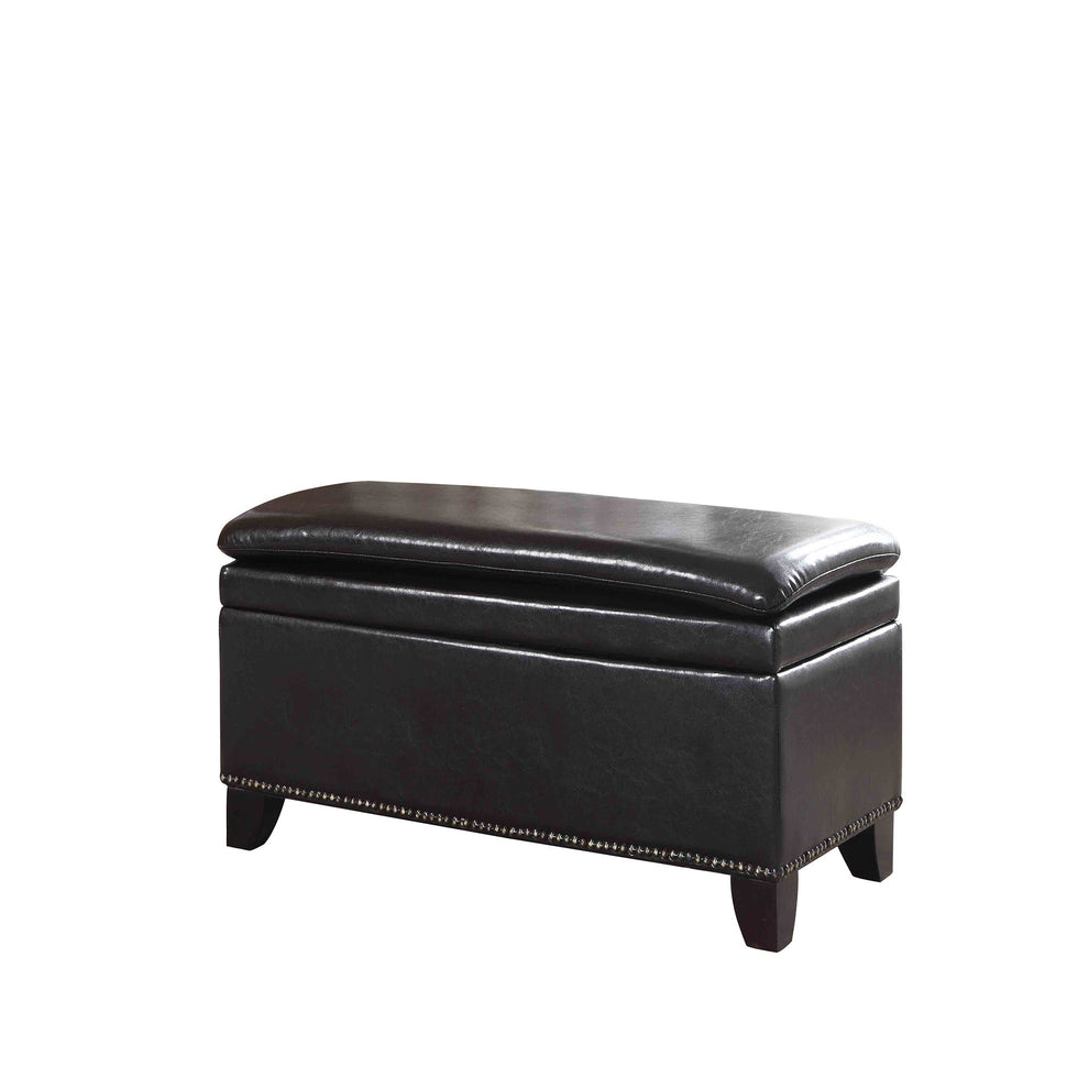 Deep Brown Double Cushion Faux Leather Storage Bench By Homeroots | Benches | Modishstore - 3