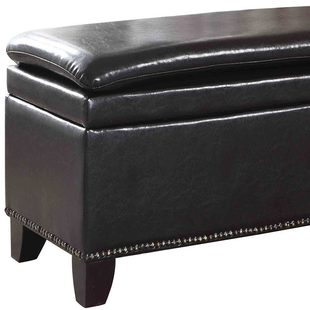 Deep Brown Double Cushion Faux Leather Storage Bench By Homeroots | Benches | Modishstore - 4