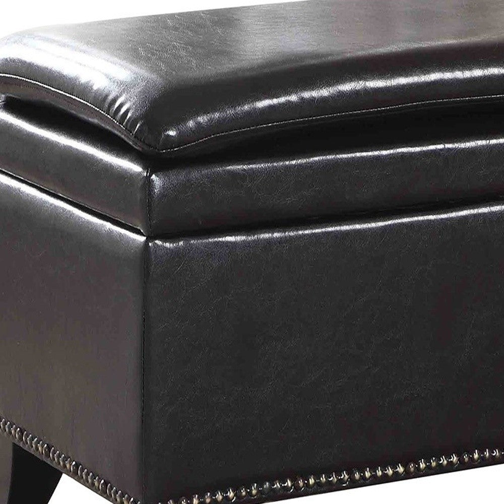 Deep Brown Double Cushion Faux Leather Storage Bench By Homeroots | Benches | Modishstore - 5