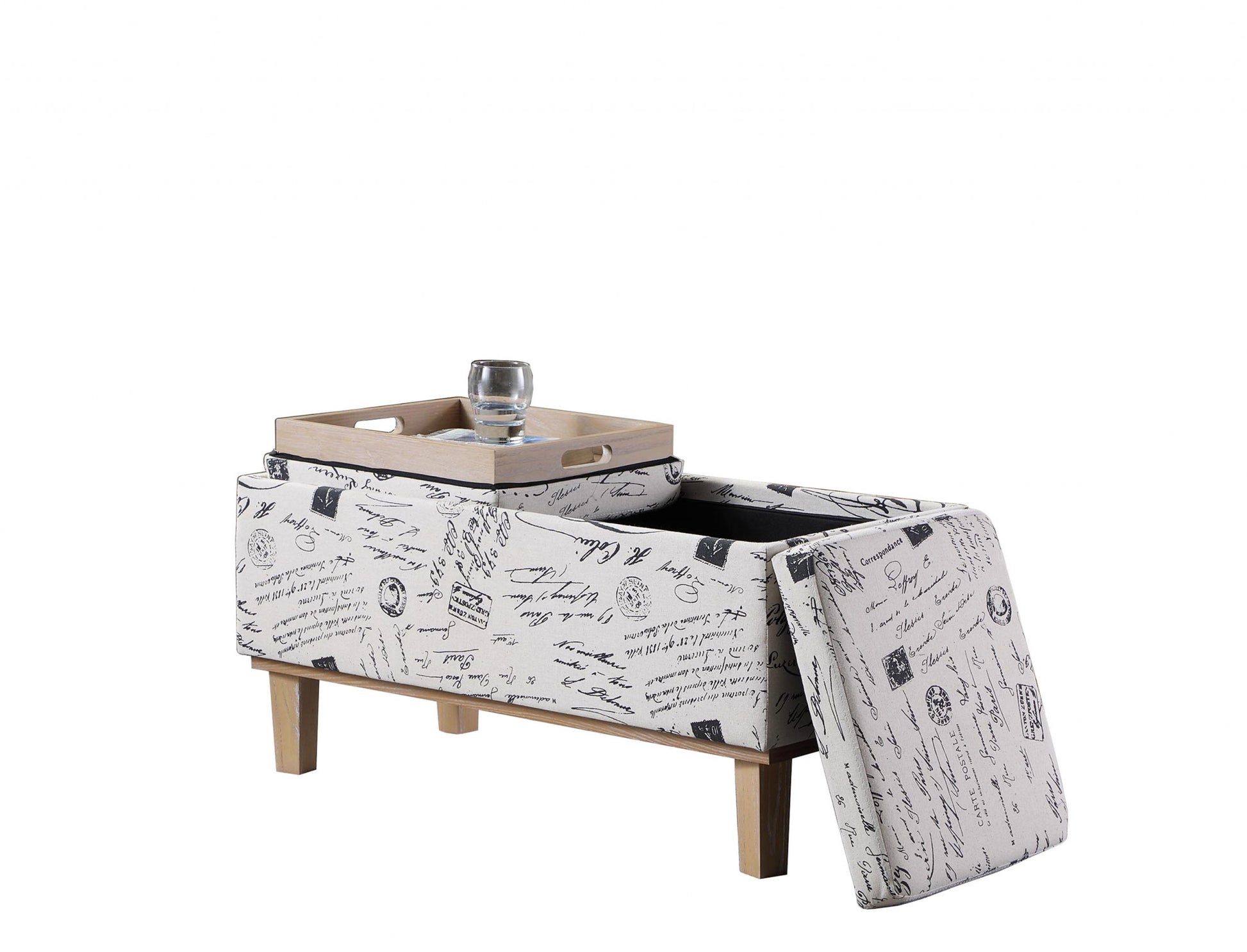 17" Wood Brown And Beige Upholstered 100% Polyester Entryway Bench With Flip Top By Homeroots | Benches | Modishstore - 4