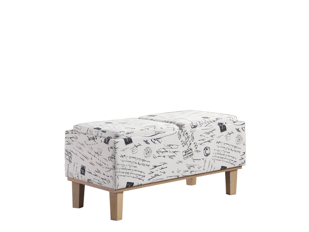 17" Wood Brown And Beige Upholstered 100% Polyester Entryway Bench With Flip Top By Homeroots | Benches | Modishstore - 3