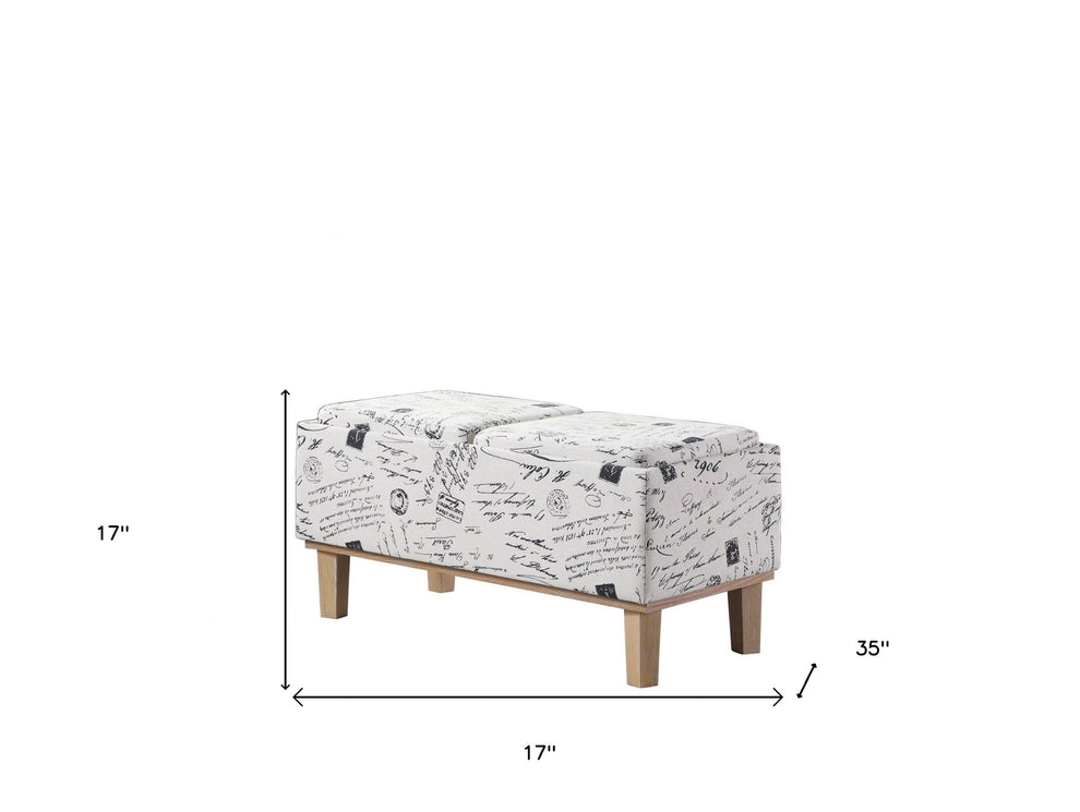 17" Wood Brown And Beige Upholstered 100% Polyester Entryway Bench With Flip Top By Homeroots | Benches | Modishstore - 7