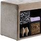 Beige Velour Storage Bench with Exotic Animal Print Baskets By Homeroots