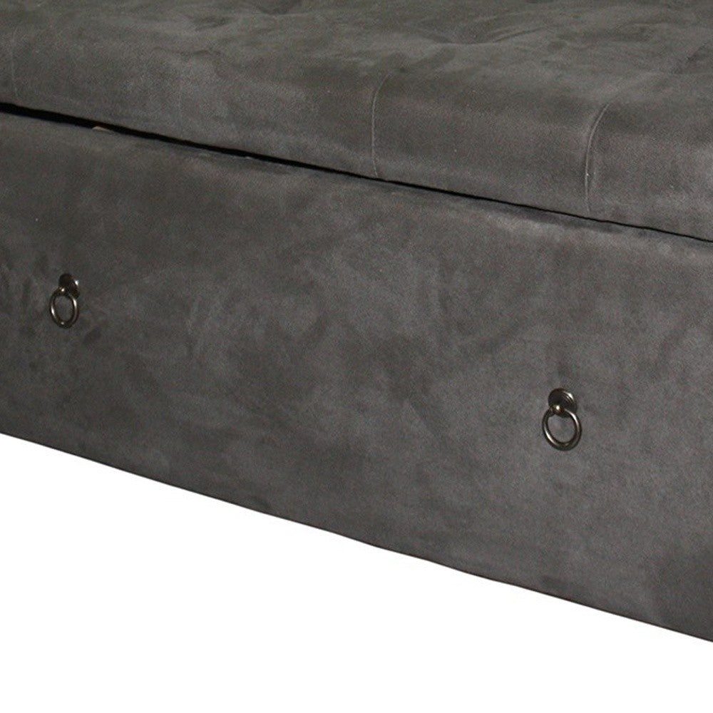 Olive Gray Suede Shoe Storage Bench with Drawer By Homeroots