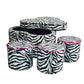 Funky Black White Pink Zebra Storage Ottoman Four Piece Set By Homeroots