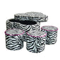 Funky Black White Pink Zebra Storage Ottoman Four Piece Set By Homeroots | Ottomans | Modishstore - 3