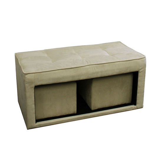 Beige Storage Bench and Ottoman Set By Homeroots