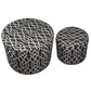 Set of Two Brown and White Lattice Round Ottomans By Homeroots | Ottomans | Modishstore