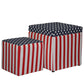 Two Piece Red White and Blue Storage Stool and Ottoman By Homeroots