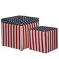 Two Piece Red White and Blue Storage Stool and Ottoman By Homeroots