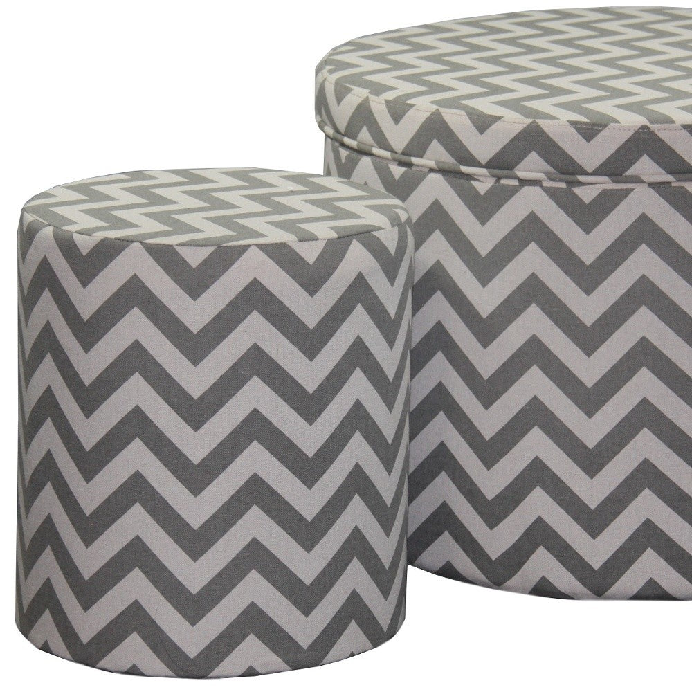 Gray and White Chevron Ottoman Two Piece Set By Homeroots