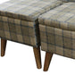 Taupe and Blue Plaid Storage Bench and Ottoman Three Piece Set By Homeroots