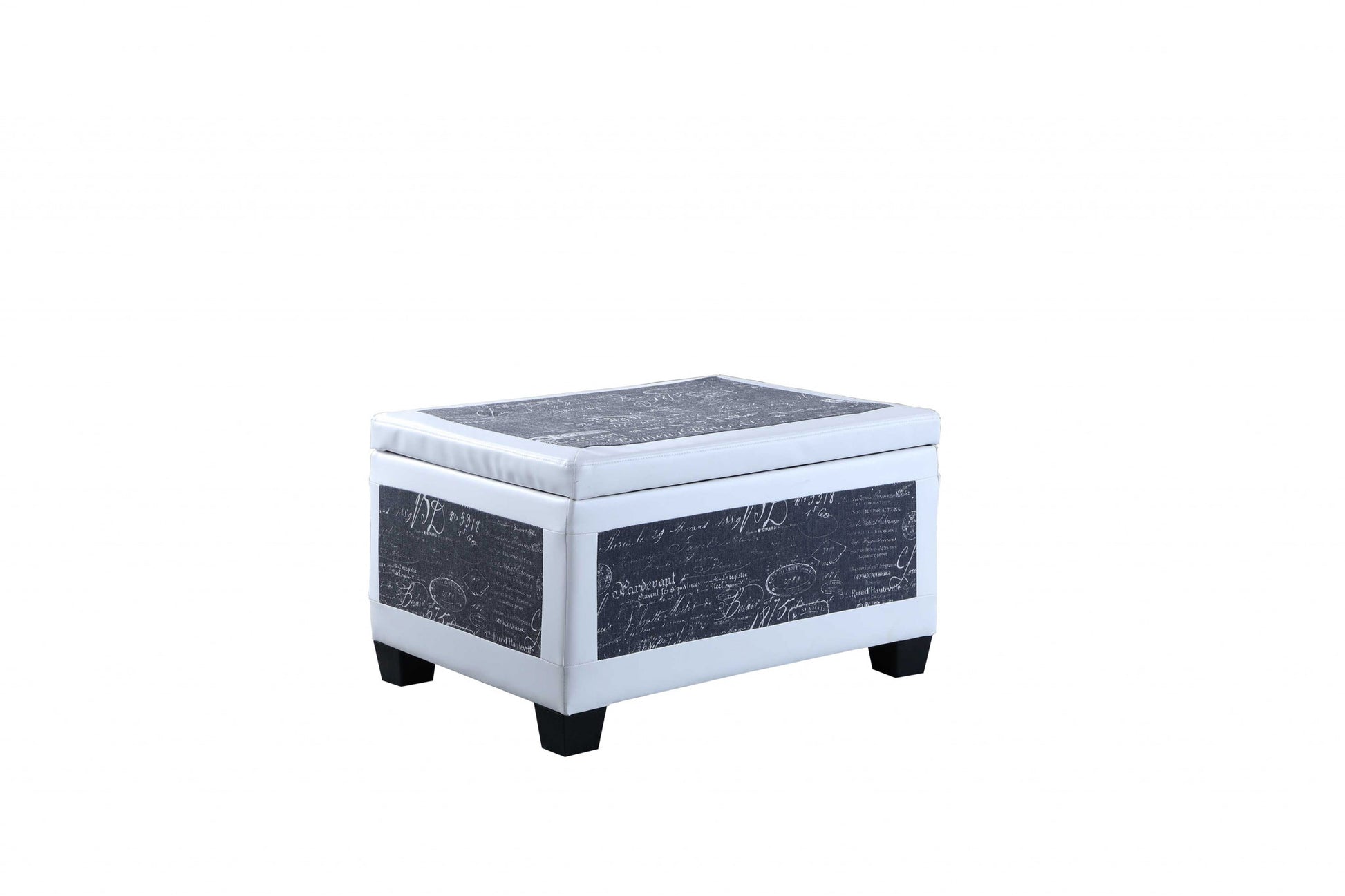 Black Postcard Faux Leather Storage Bench and Two Ottomans By Homeroots - 469417 | Benches | Modishstore