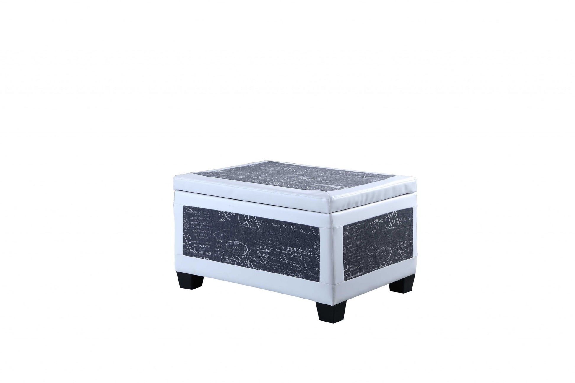 Black Postcard Faux Leather Storage Bench and Two Ottomans By Homeroots - 469417 | Benches | Modishstore - 3