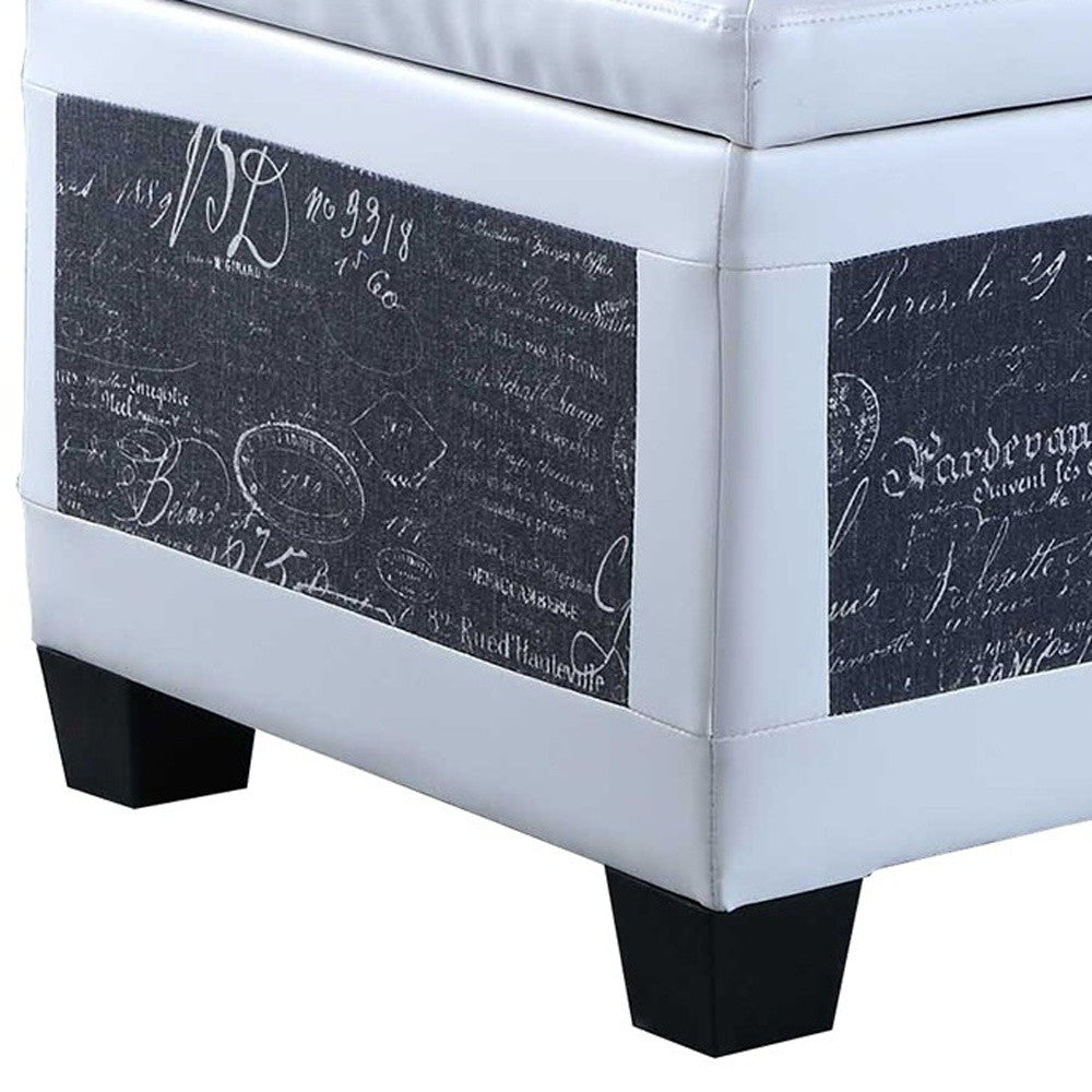 Black Postcard Faux Leather Storage Bench and Two Ottomans By Homeroots - 469417 | Benches | Modishstore - 4